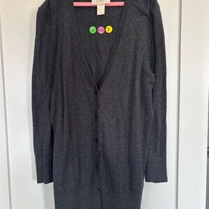 LOFT Charcoal Button-Up Cardigan